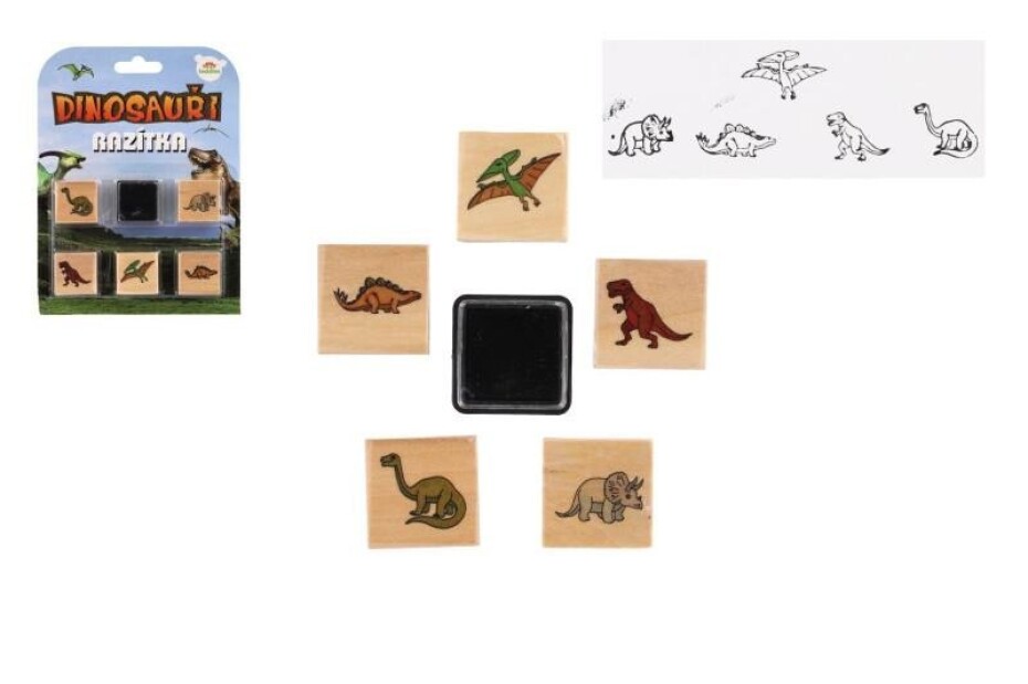 Dinosauři Razítka dřevěná 5+1 s poduškou na kartě - main (0)