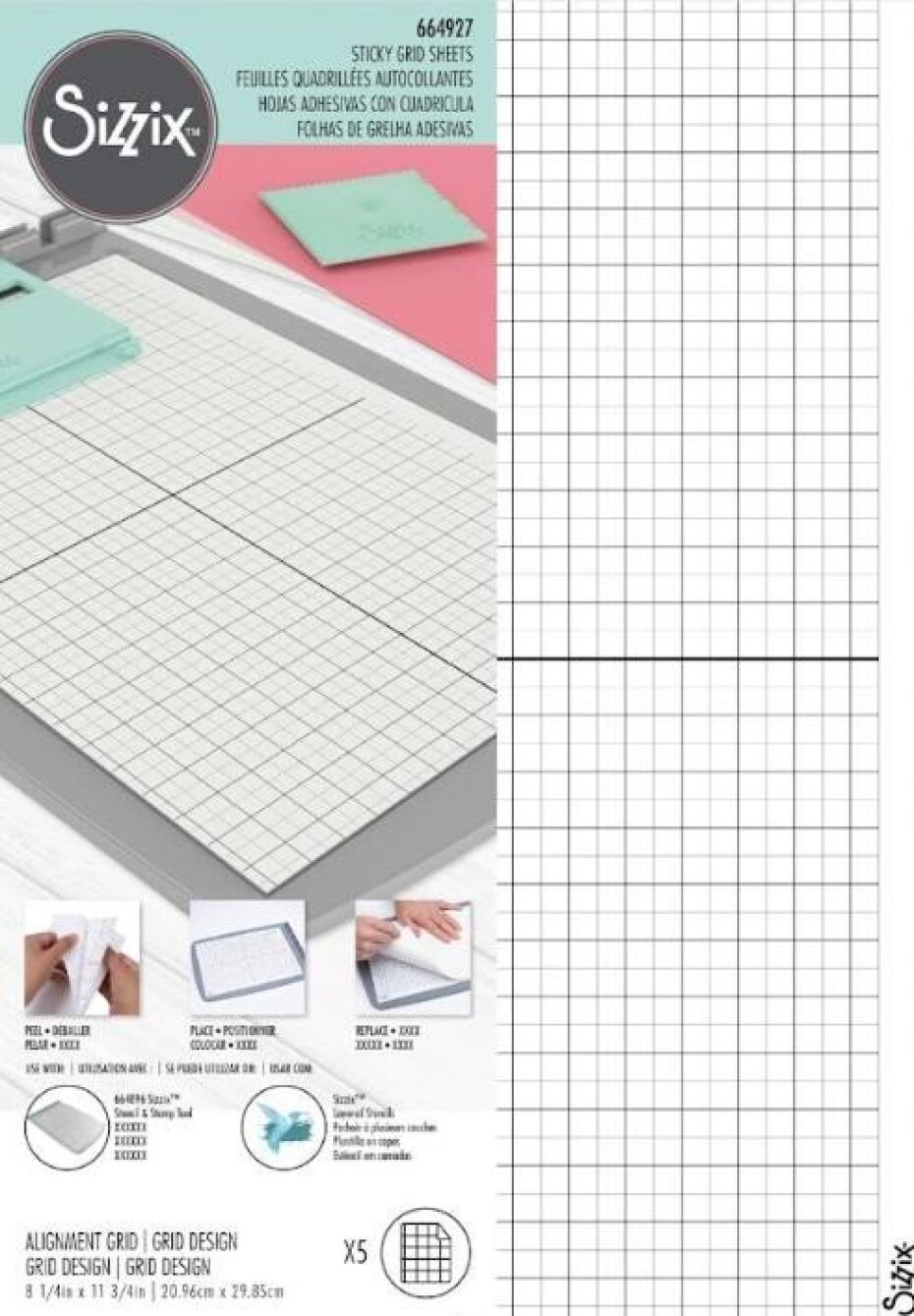 SIZZIX Samolepicí listy s mřížkou 5 ks - main (0)