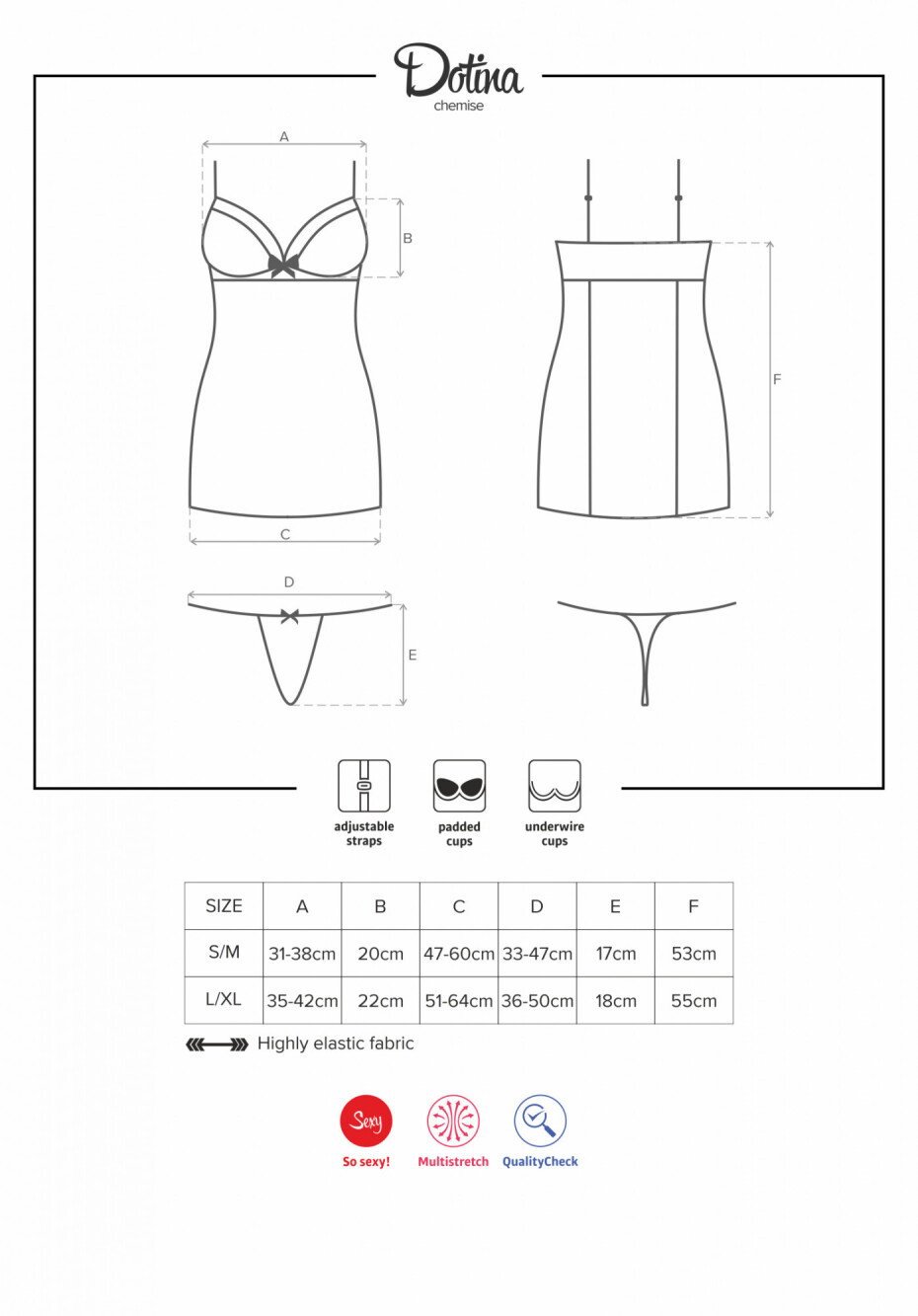 Košilka Dotina chemise - Obsessive černá L/XL - main (2)