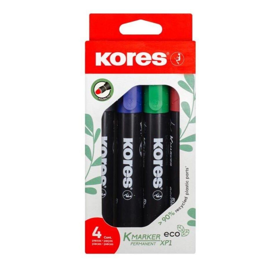 Kores Permanentní popisovač Eco K-Marker - 4 barvy (černá, červená, modrá, zelená) - main (0)