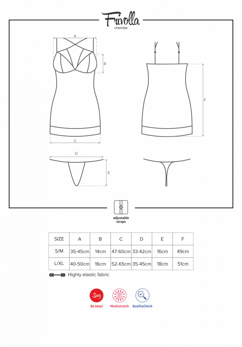 Košilka Frivolla chemise - Obsessive černá L/XL - main (0)