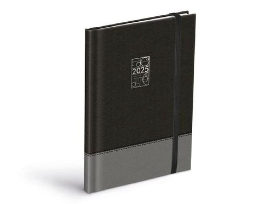 Týdenní diář 2025 PU black/gray s gumkou - main (0)