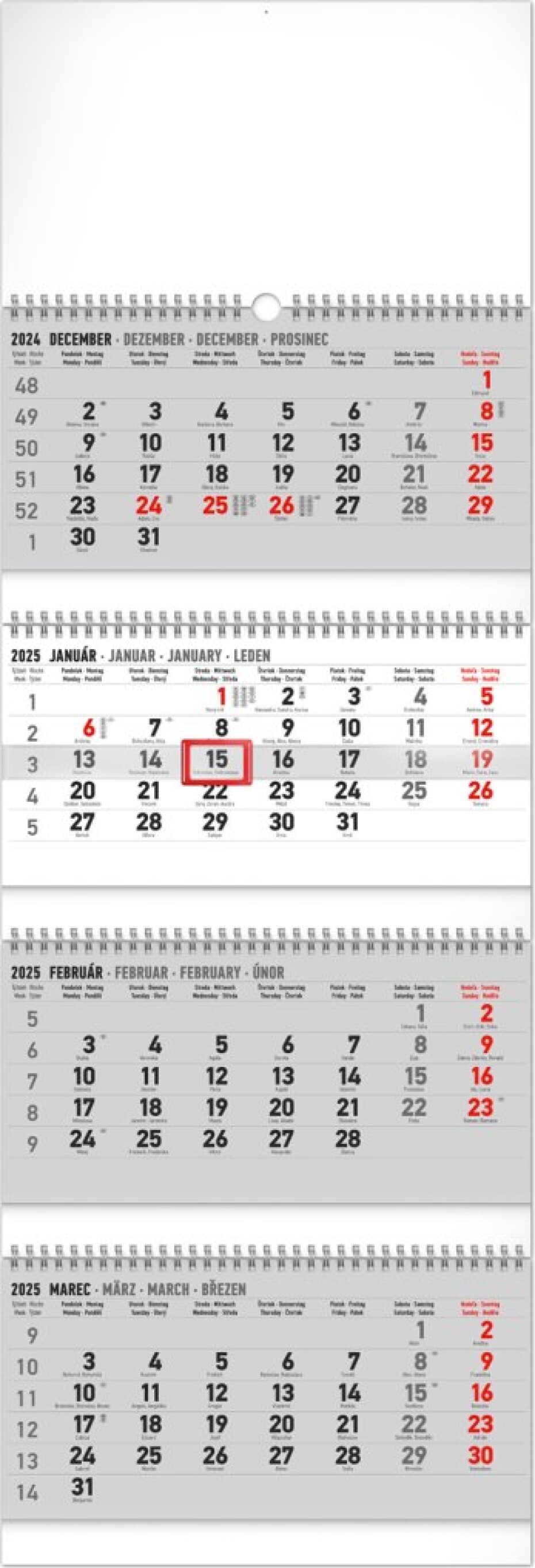 NOTIQUE Nástenný kalendár 4-mesačný štandard skladací 2025, 29,5 x 84,5 cm Slovensky - main (0)