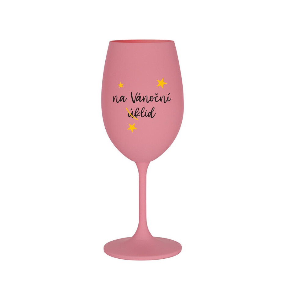 NA VÁNOČNÍ ÚKLID - růžová sklenice na víno 350 ml - main (0)