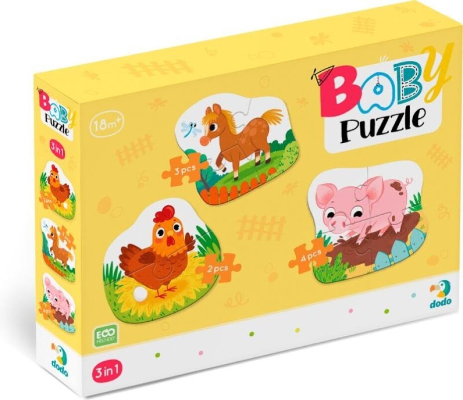 Baby puzzle Zvířátka z farmy 3v1 (2,3,4 dílků) - main (0)