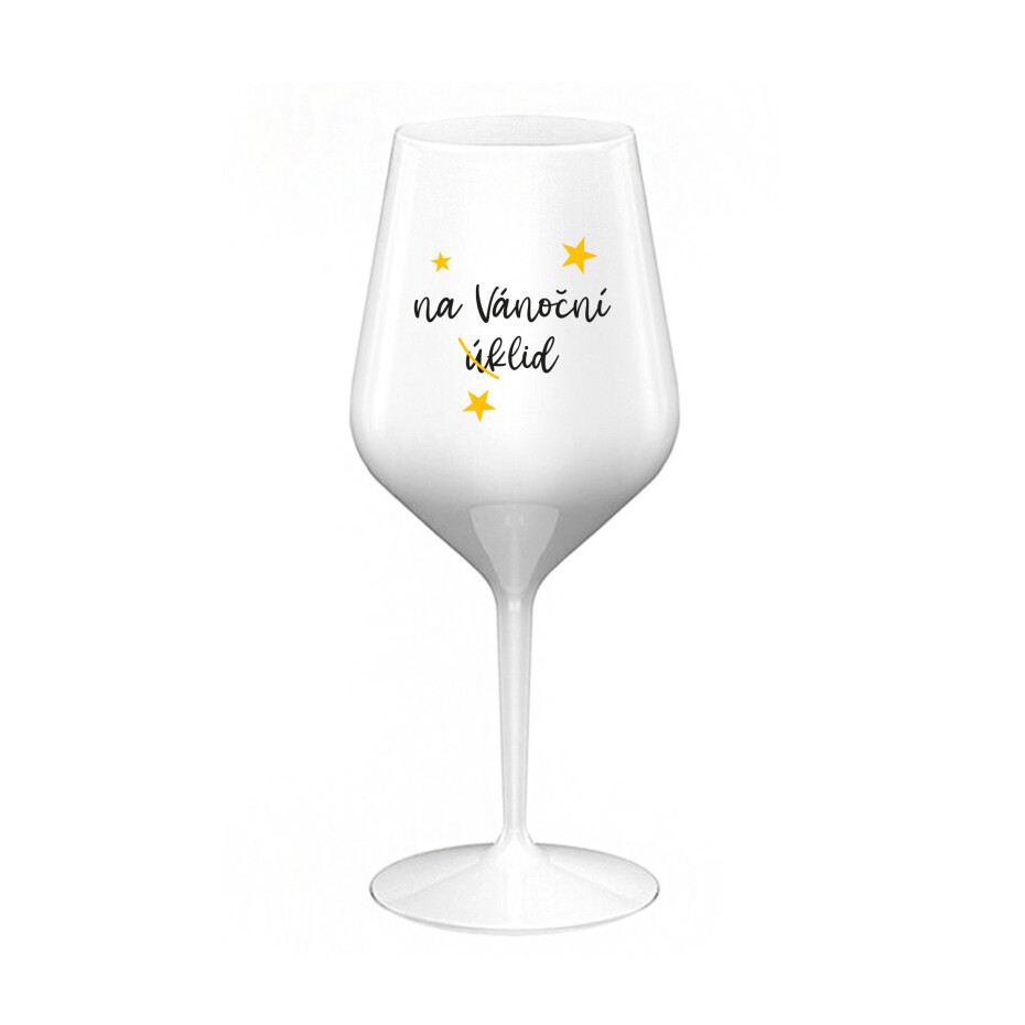 NA VÁNOČNÍ ÚKLID - bílá nerozbitná sklenice na víno 470 ml - main (0)