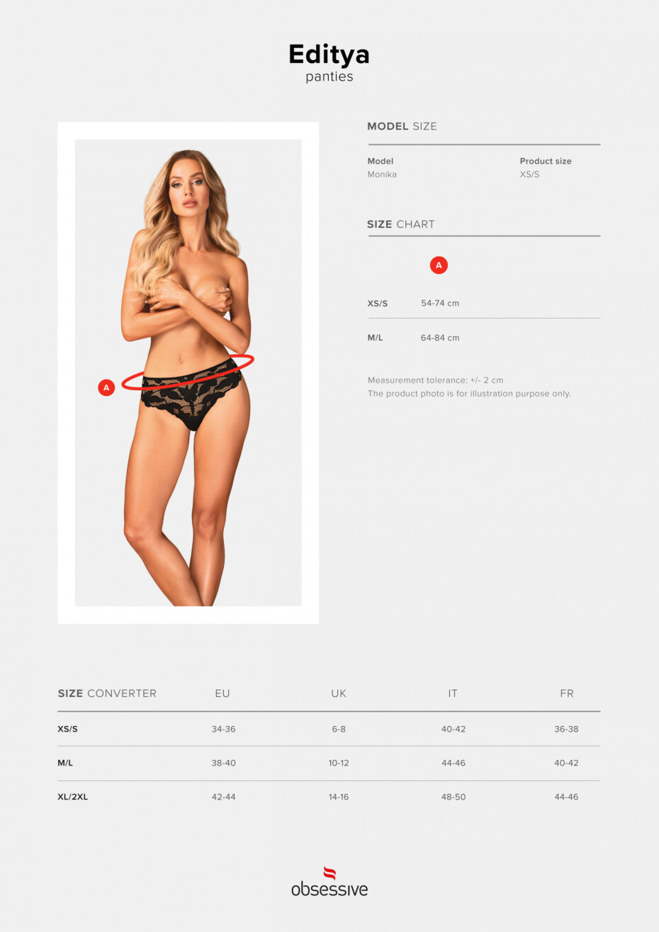 Krajkové kalhotky Editya panties - Obsessive černá XS/S - main (0)