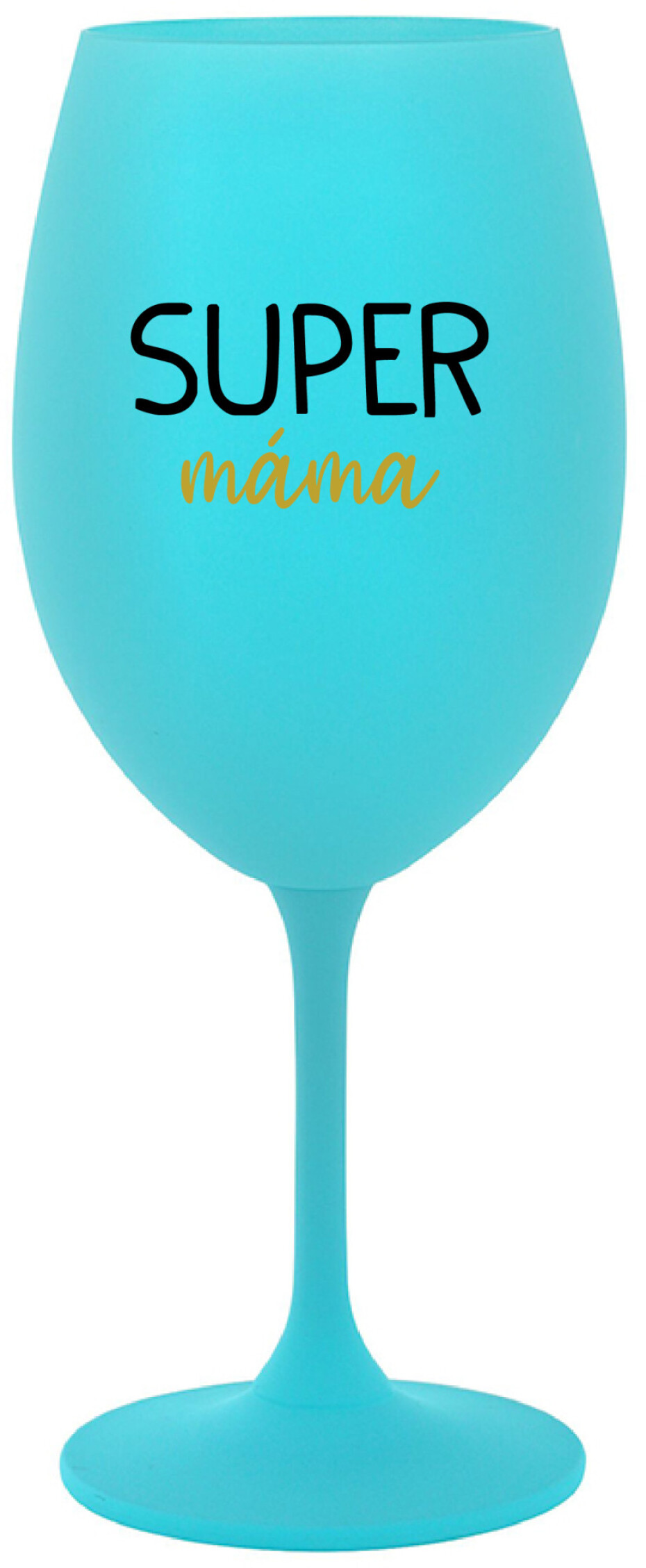 SUPER MÁMA - tyrkysová sklenice na víno 350 ml - main (0)