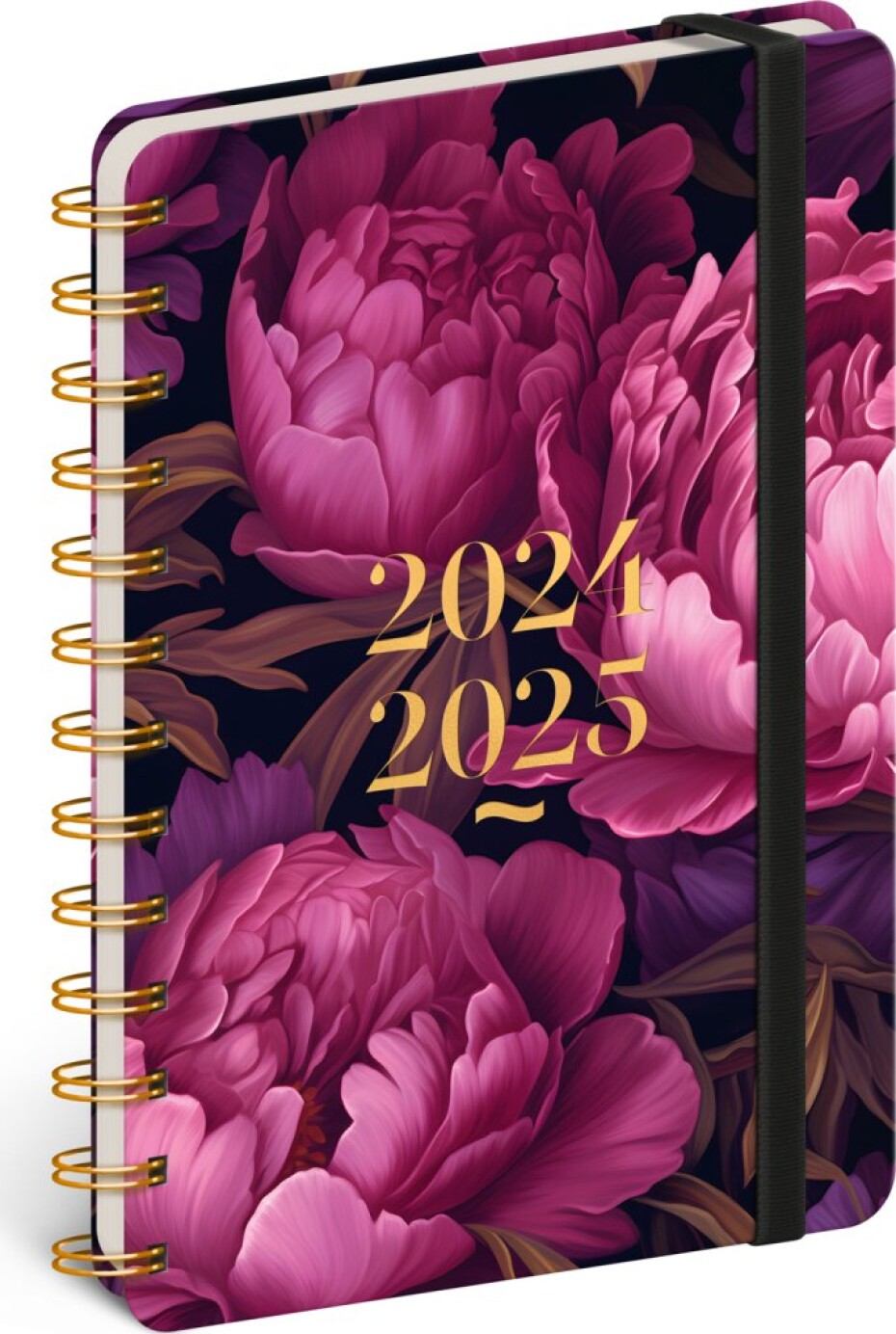 NOTIQUE Spirálový 18měsíční diář Petito – Fialové květy 2024/2025, 13 x 18 cm - main (0)