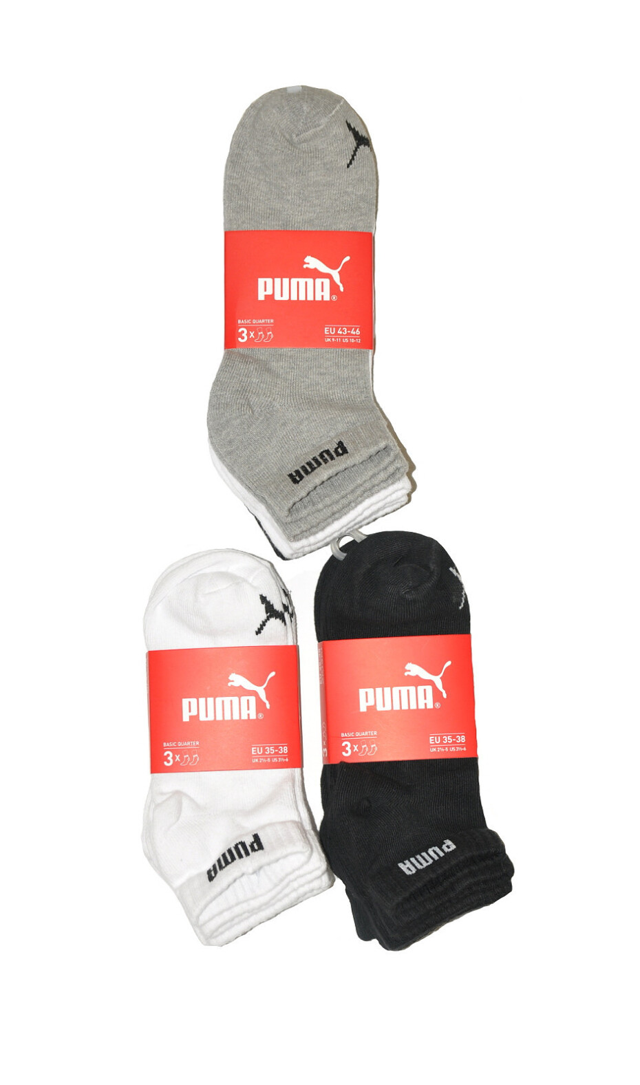Ponožky Basic Quarter A'3 - 271080001 - Puma šedo-bílo-černá 35-38 - main (2)