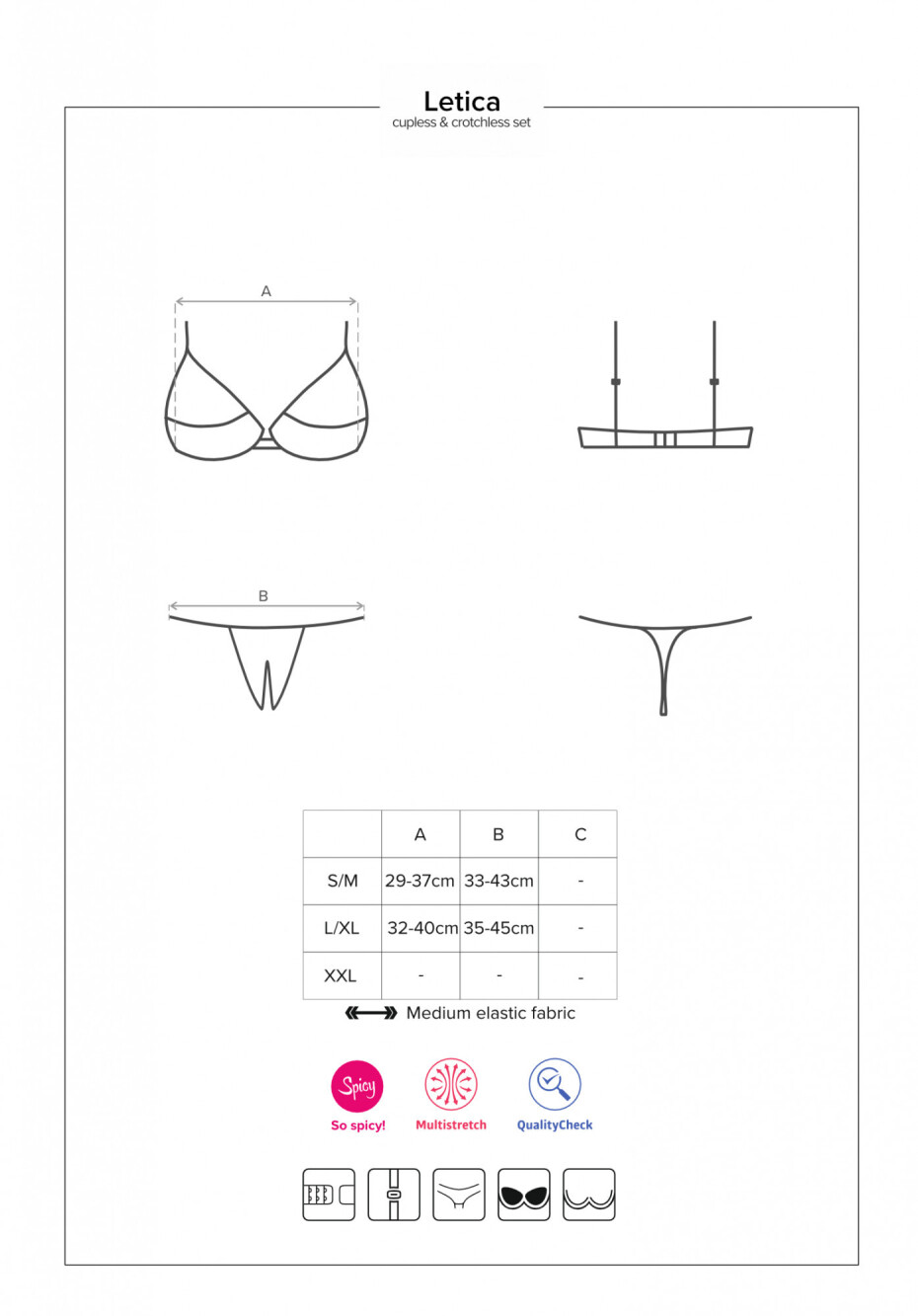 Žhavý set Letica cupless set - Obsessive černá S/M - main (2)