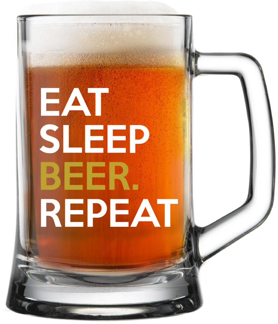 EAT SLEEP BEER. REPEAT - pivní sklenice 0,5 l - main (0)