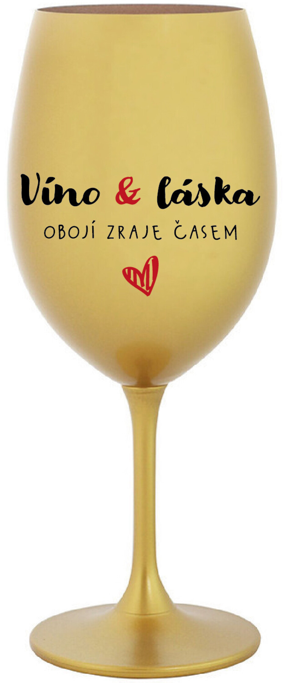 VÍNO A LÁSKA: OBOJÍ ZRAJE ČASEM - zlatá sklenice na víno 350 ml - main (0)