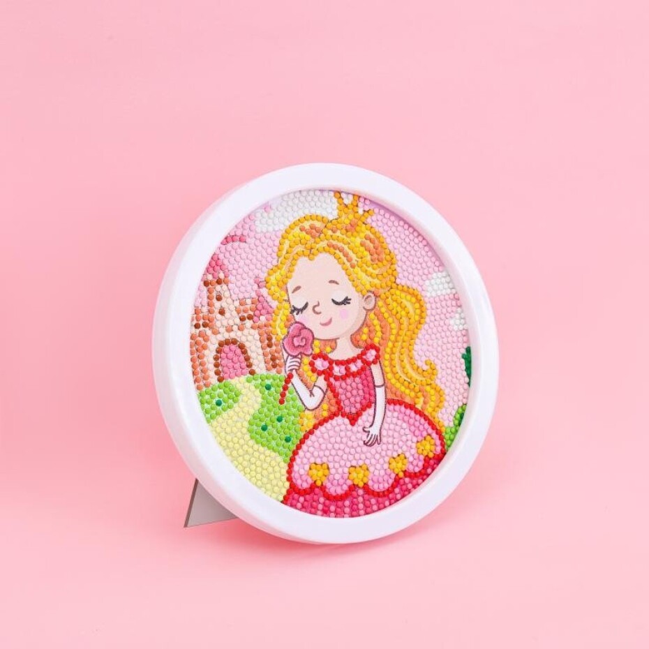 Diamantové malování s rámem - Kreslená princezna 17 cm - main (0)