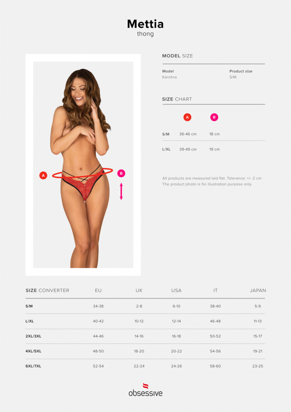 Sexy tanga Mettia thong - Obsessive L/XL červená - main (3)