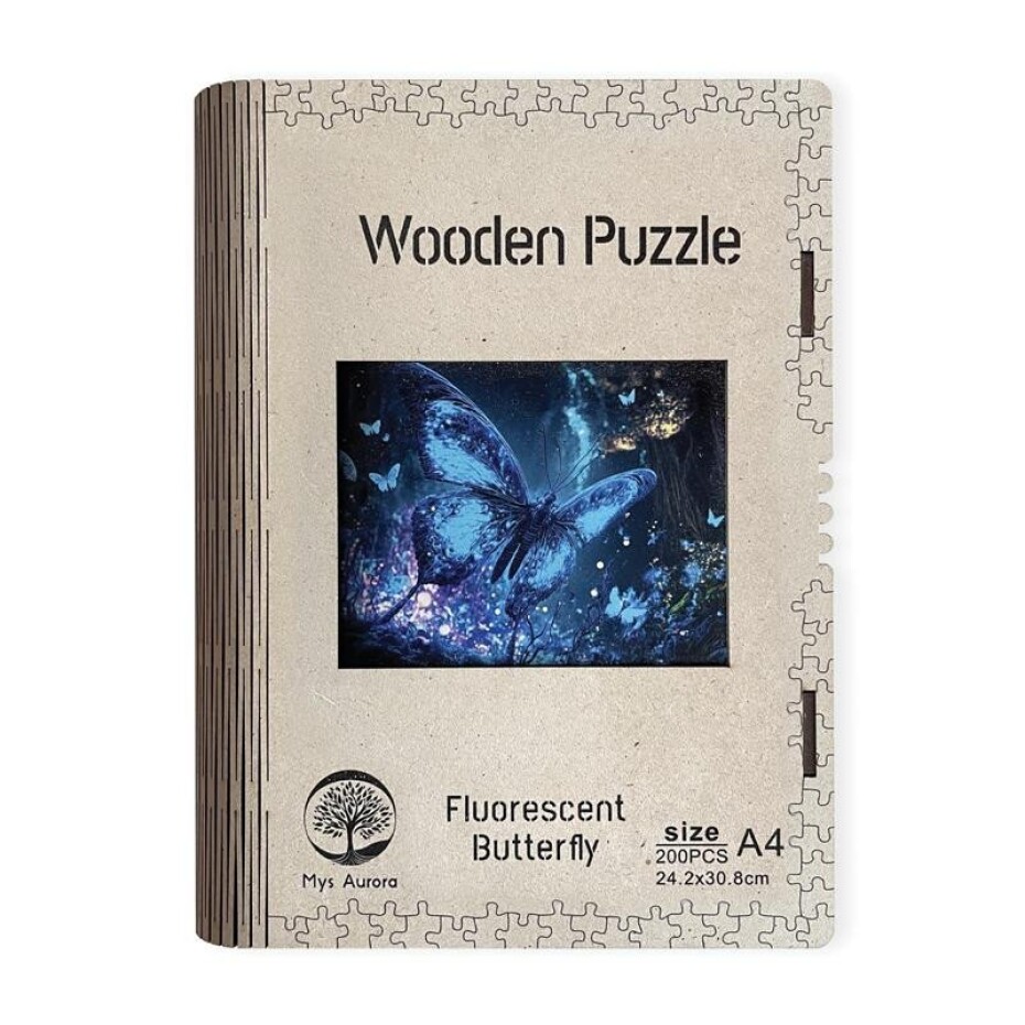 Dřevěné puzzle/Fluorescentní motýl A4 - EPEE - main (0)
