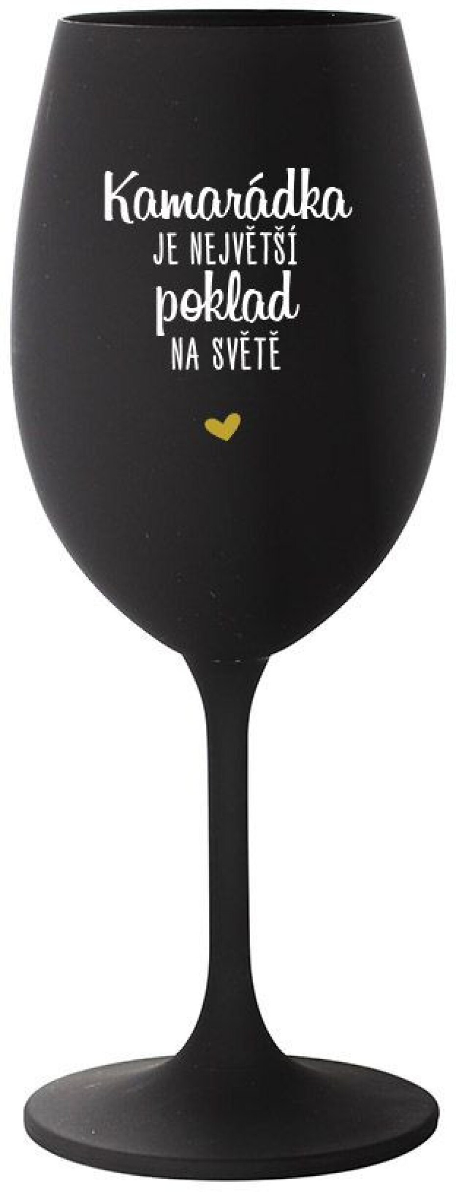 KAMARÁDKA JE NEJVĚTŠÍ POKLAD NA SVĚTĚ - černá sklenice na víno 350 ml - main (0)