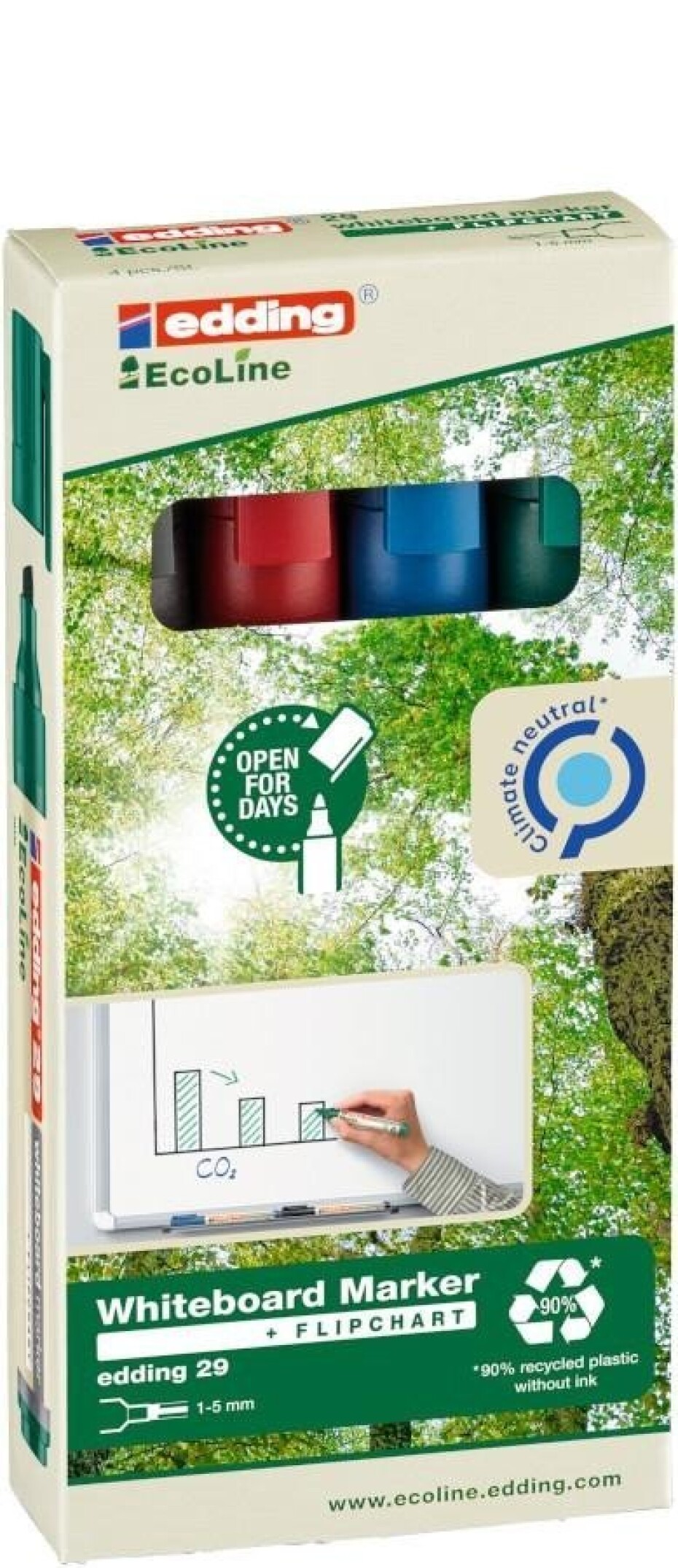 Edding Popisovač na bílé tabule EcoLine 29 - sada 4 ks, základ. barvy - main (0)