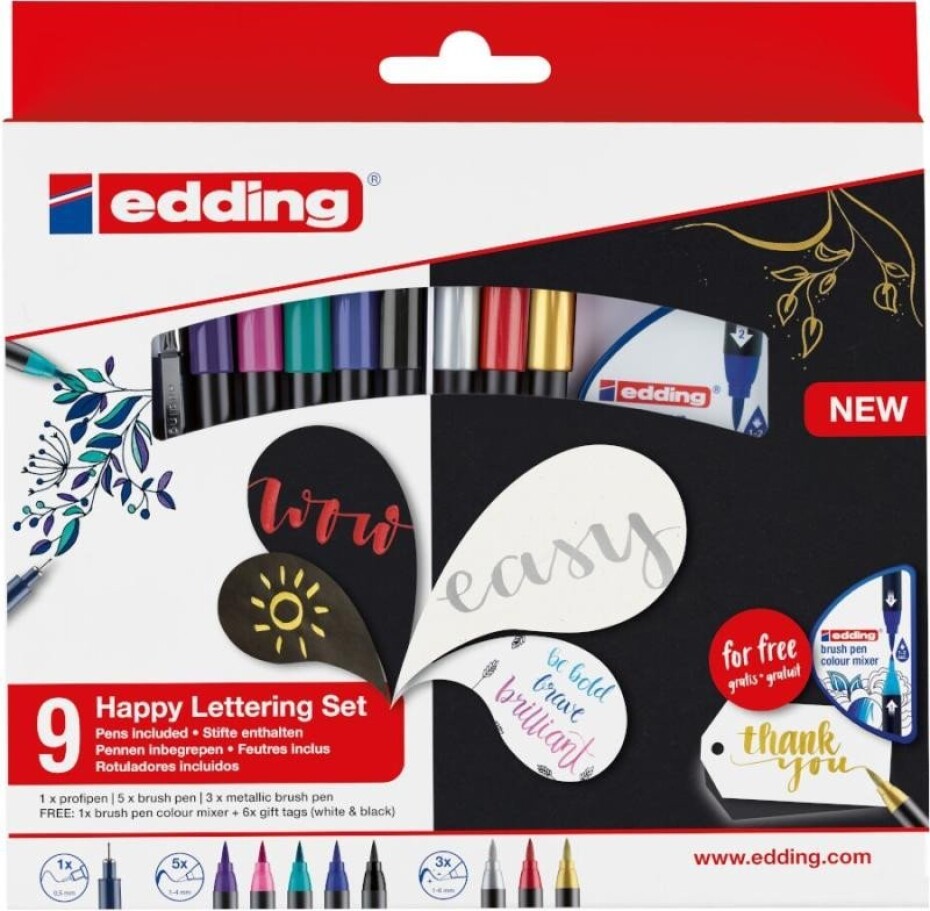 Edding Štětcový popisovač 1340 - sada 9+2 (Happy Lettering set) - main (0)