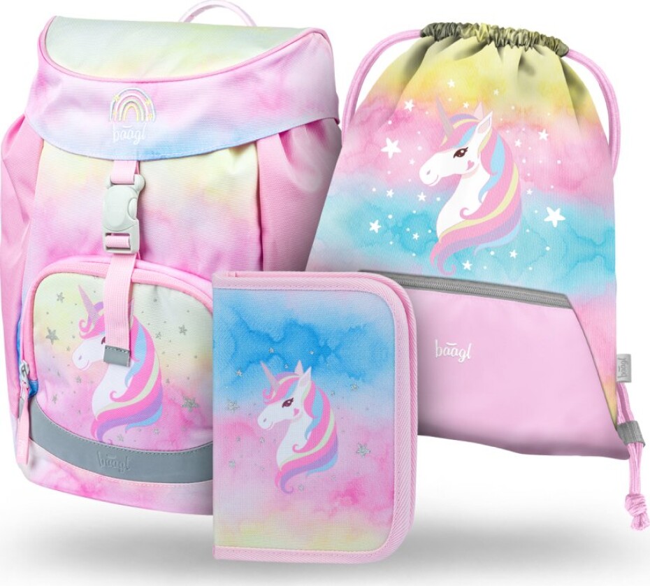 BAAGL Set 3 ks Airy - Rainbow Unicorn (aktovka, penál, sáček) - main (0)