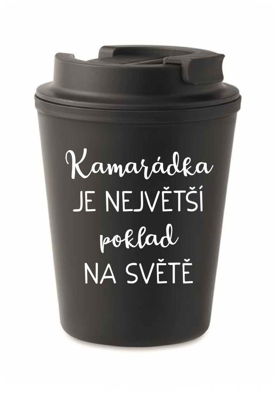 KAMARÁDKA JE NEJVĚTŠÍ POKLAD NA SVĚTĚ - černý termohrnek 300 ml - main (0)
