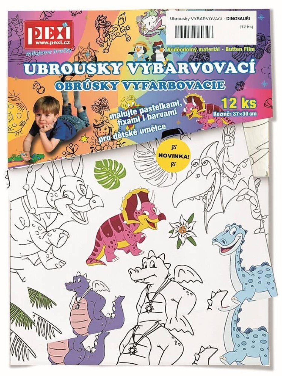 Vybarvovací ubrousky Dinosauři 12 kusů - main (0)