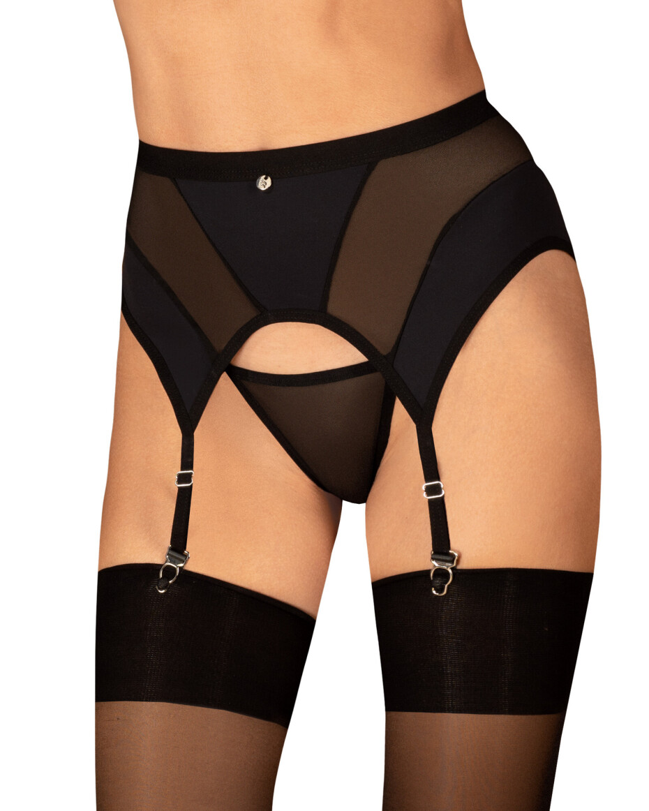 Elegantní podvazkový pás Chic Amoria garter belt - Obsessive černá M/L - main (4)