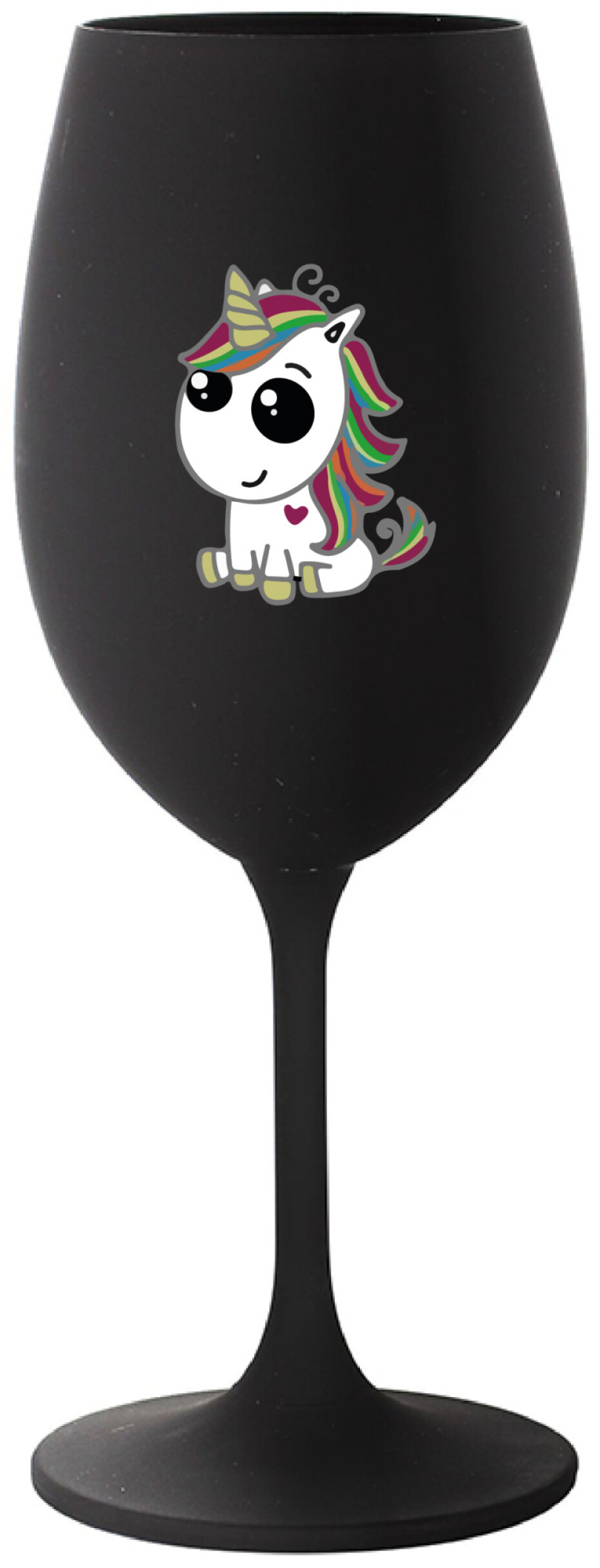 DUHOVÝ JEDNOROŽEC - černá sklenice na víno 350 ml - main (0)