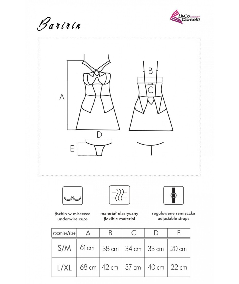 Romantická košilka Baririn - LivCo Corsetti černá L/XL - main (1)