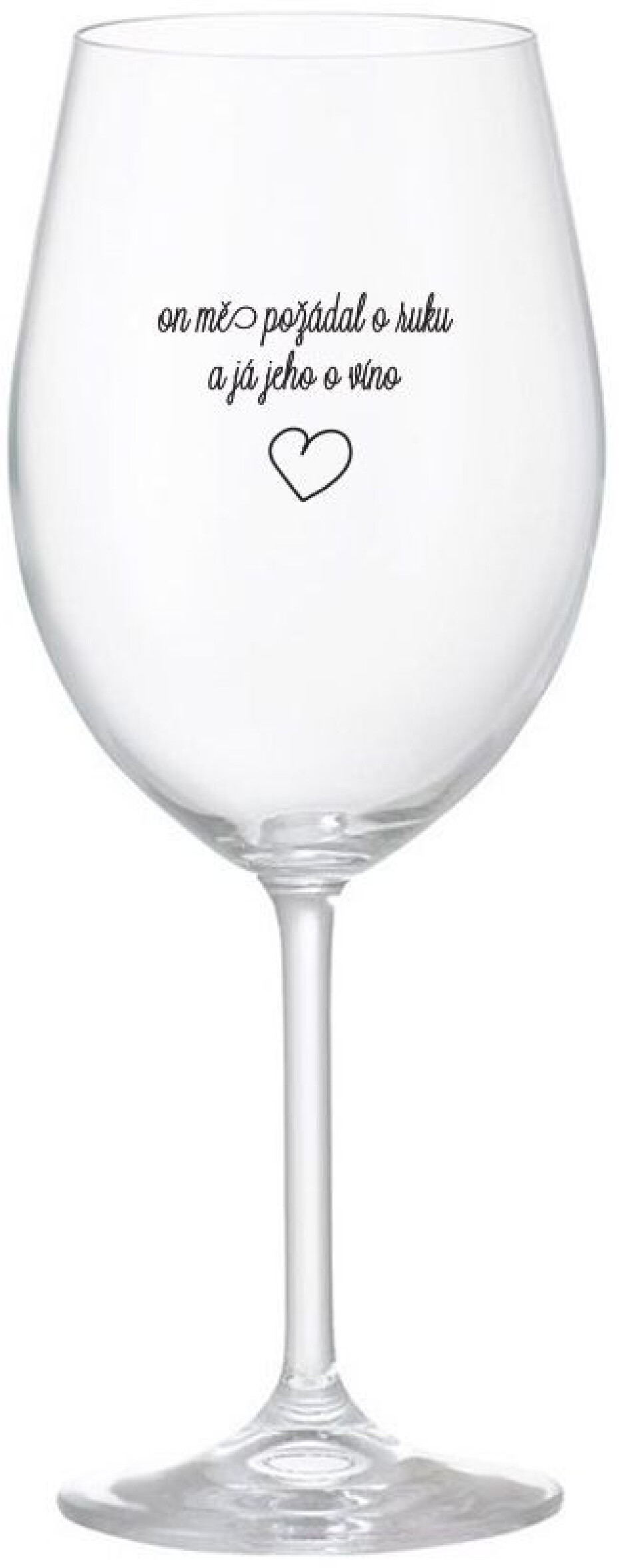 ON MĚ POŽÁDAL O RUKU A JÁ JEHO O VÍNO - čirá sklenice na víno 350 ml - main (0)
