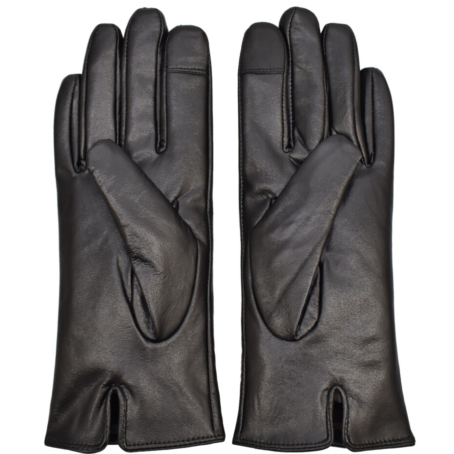 Semiline Dámské kožené antibakteriální rukavice P8205-0 Black M - main (4)