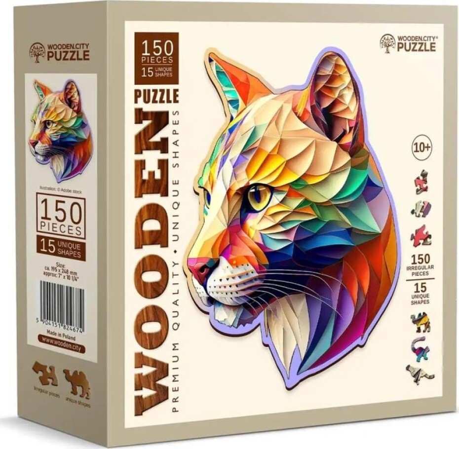 Dřevěné puzzle Barevná puma 150 dílků - main (0)