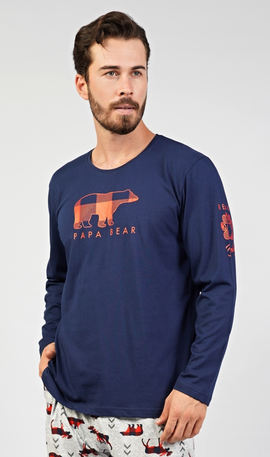 Pánské pyžamo dlouhé Papa bear tmavě modrá XXL - main (0)