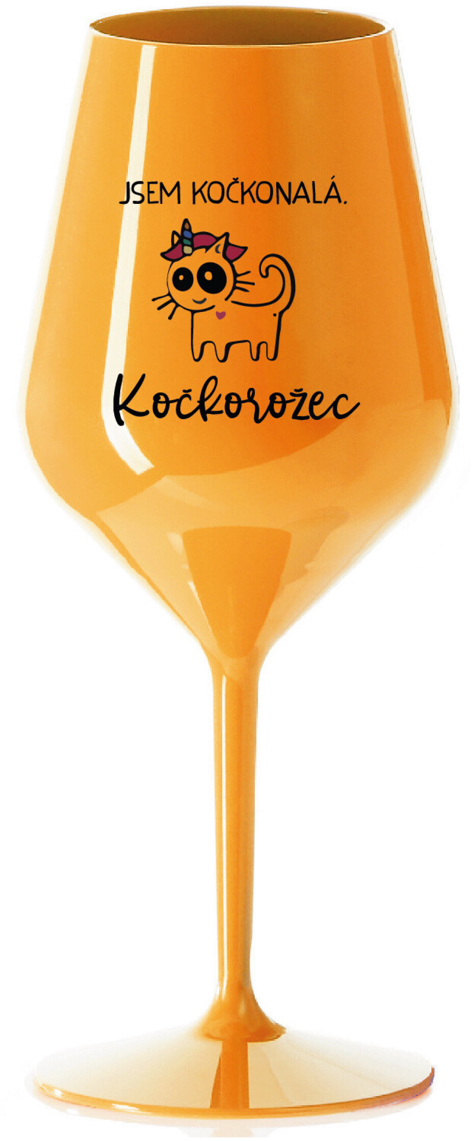 JSEM KOČKONALÁ. KOČKOROŽEC - oranžová nerozbitná sklenice na víno 470 ml - main (0)