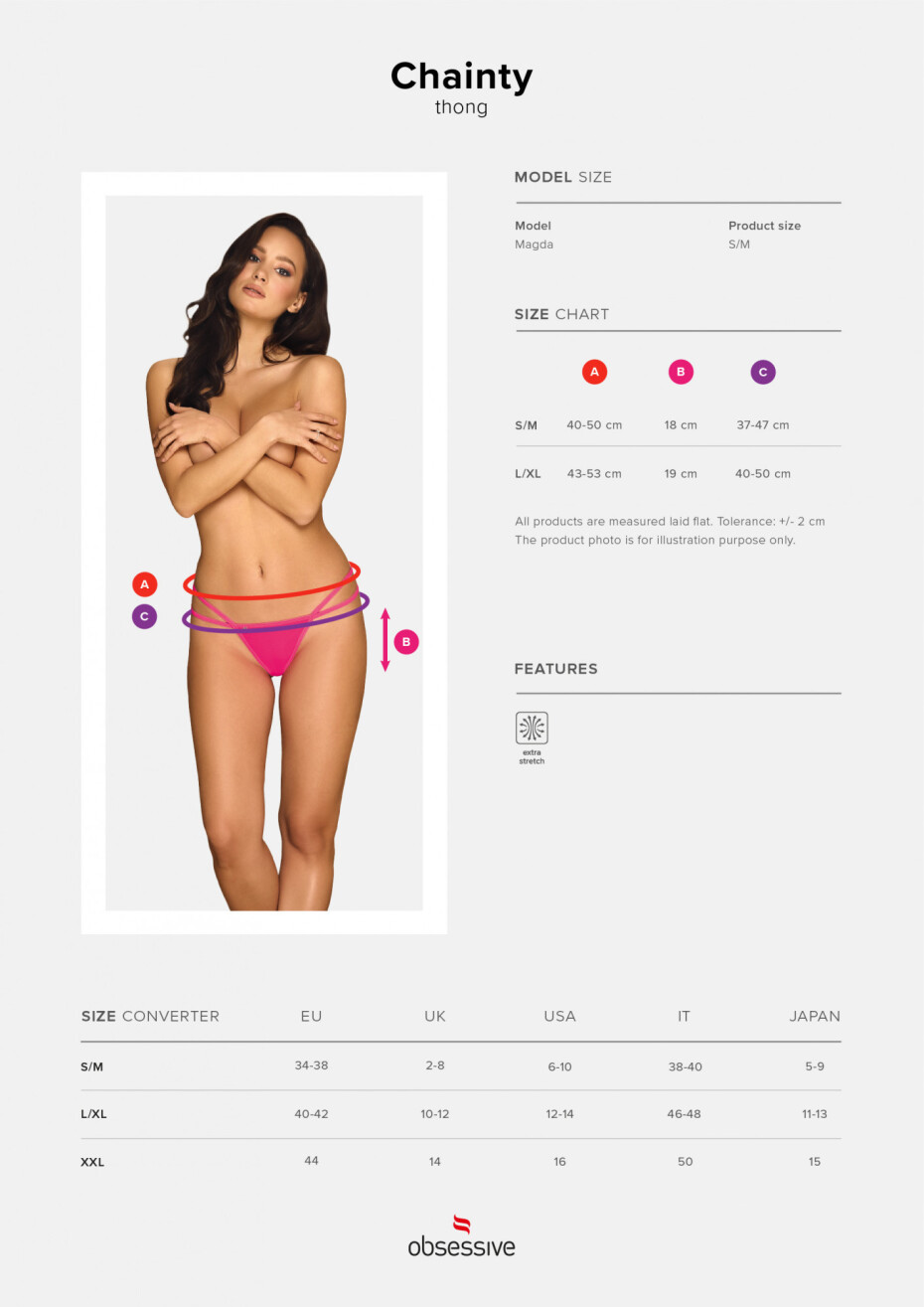Jedinečná tanga Chainty thong - Obsessive S/M růžova - main (1)