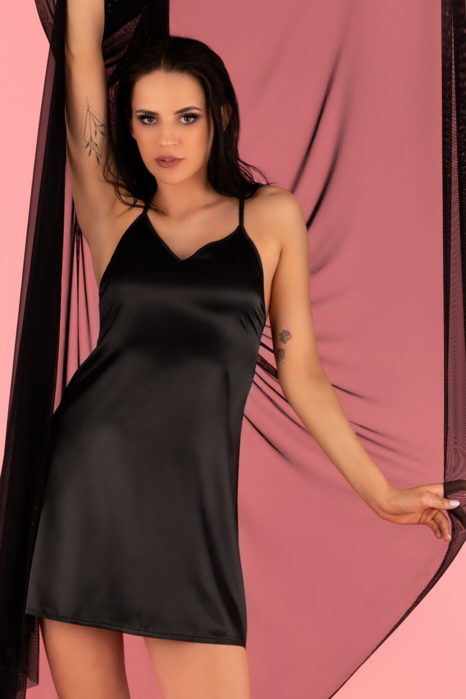 Saténová košilka Mirdama černá - LivCo Corsetti  černá 2XL - main (2)