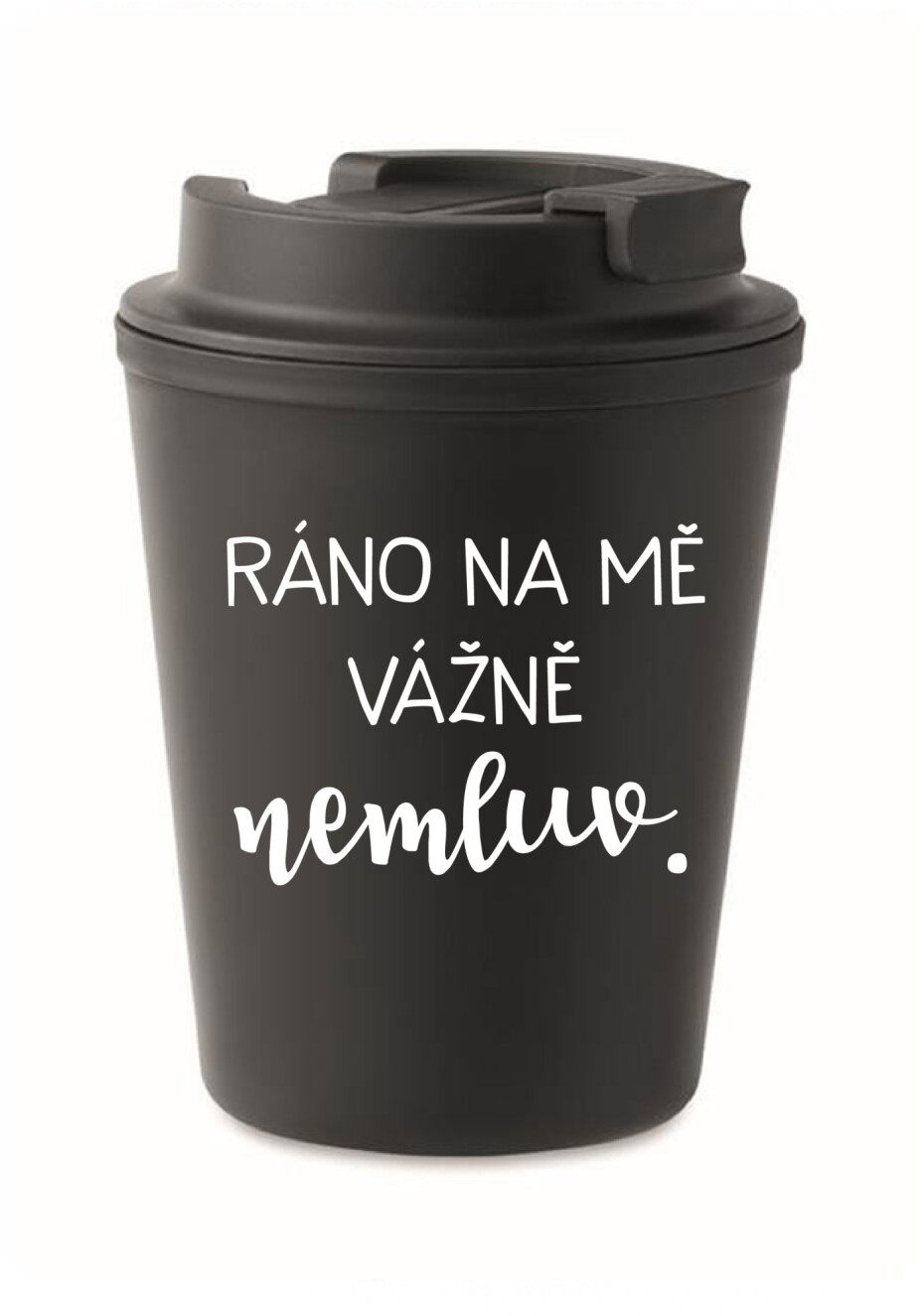 RÁNO NA MĚ VÁŽNĚ NEMLUV. - černý termohrnek 300 ml - main (0)