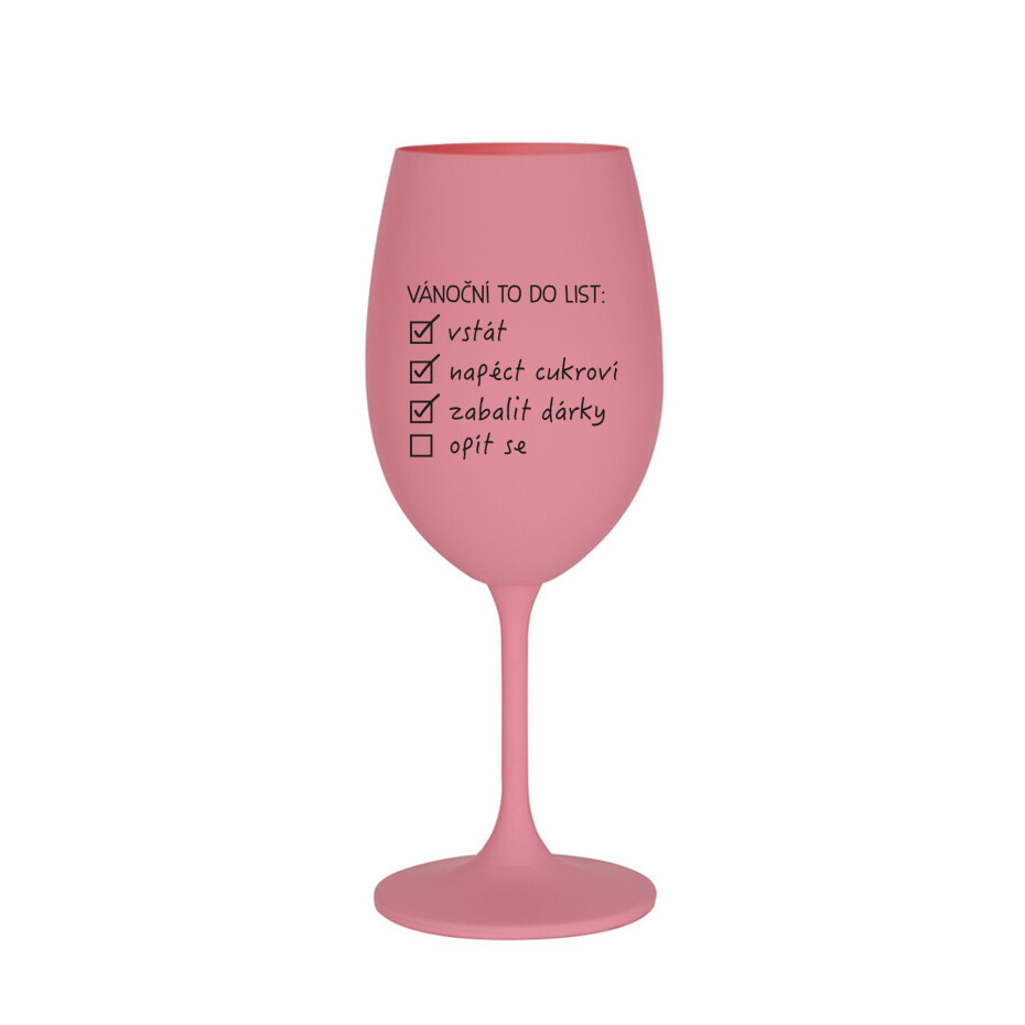 VÁNOČNÍ TODO LIST - růžová sklenice na víno 350 ml - main (0)