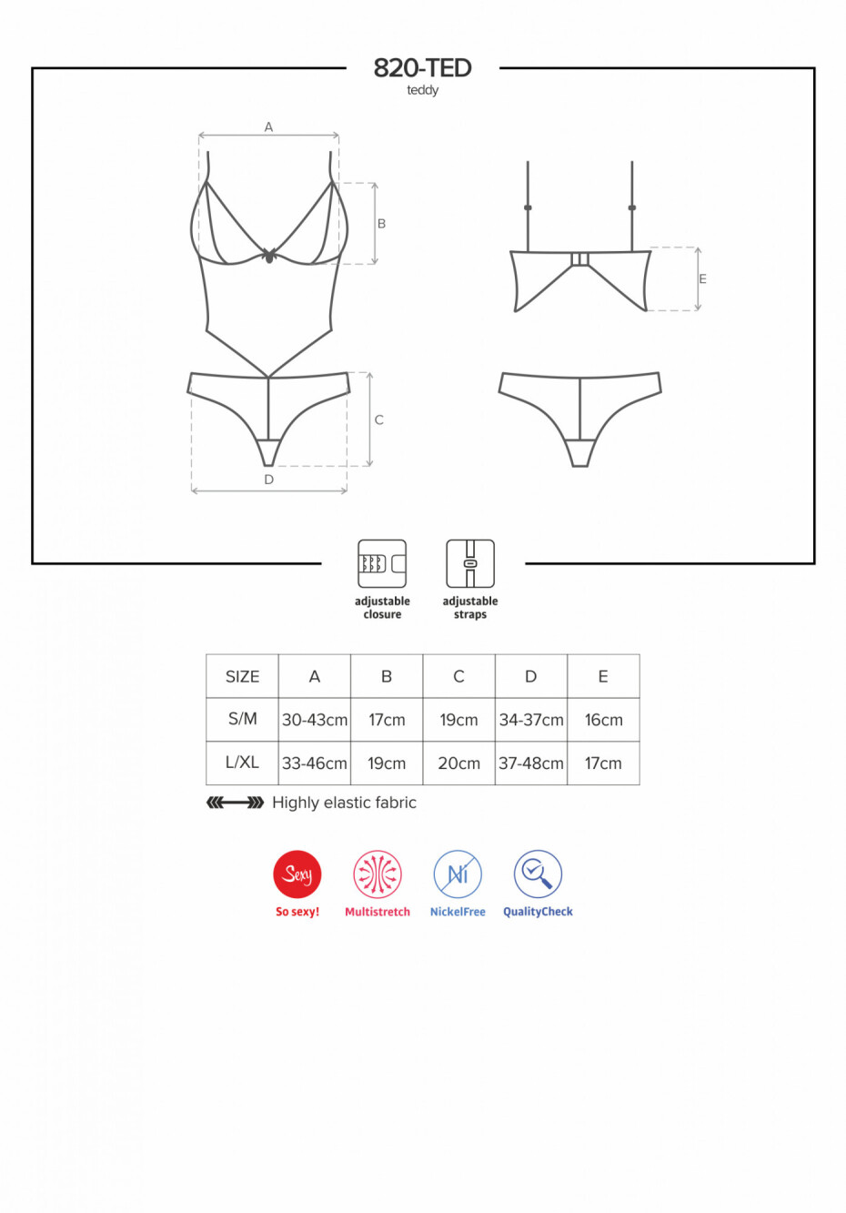 Body 820-TED teddy - Obsessive černá L/XL - main (0)