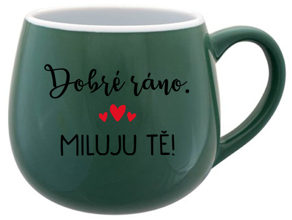 DOBRÉ RÁNO. MILUJU TĚ! - zelený keramický hrníček 300 ml - main (0)