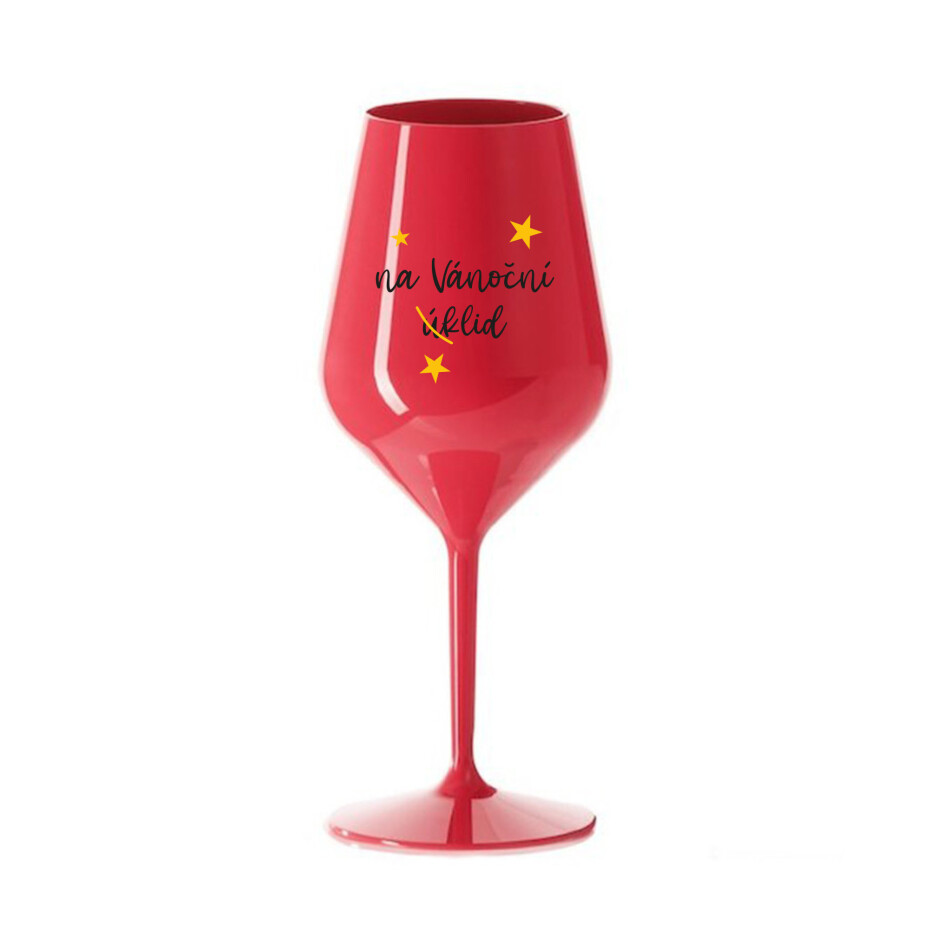 NA VÁNOČNÍ ÚKLID - červená nerozbitná sklenice na víno 470 ml - main (0)