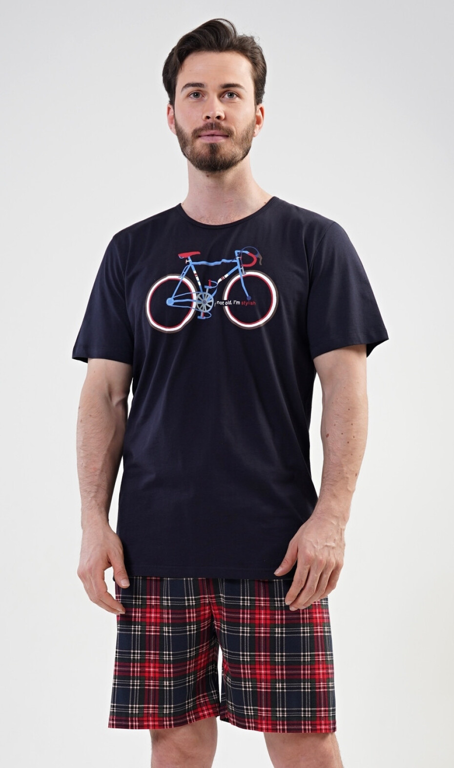Pánské pyžamo šortky Old bike tmavě modrá S - main (1)