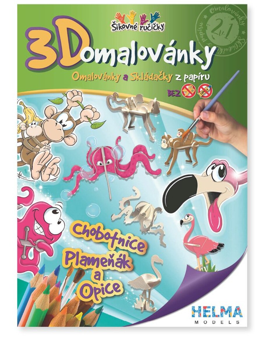 3D omalovánky Chobotnice, plameňák a opice - main (0)