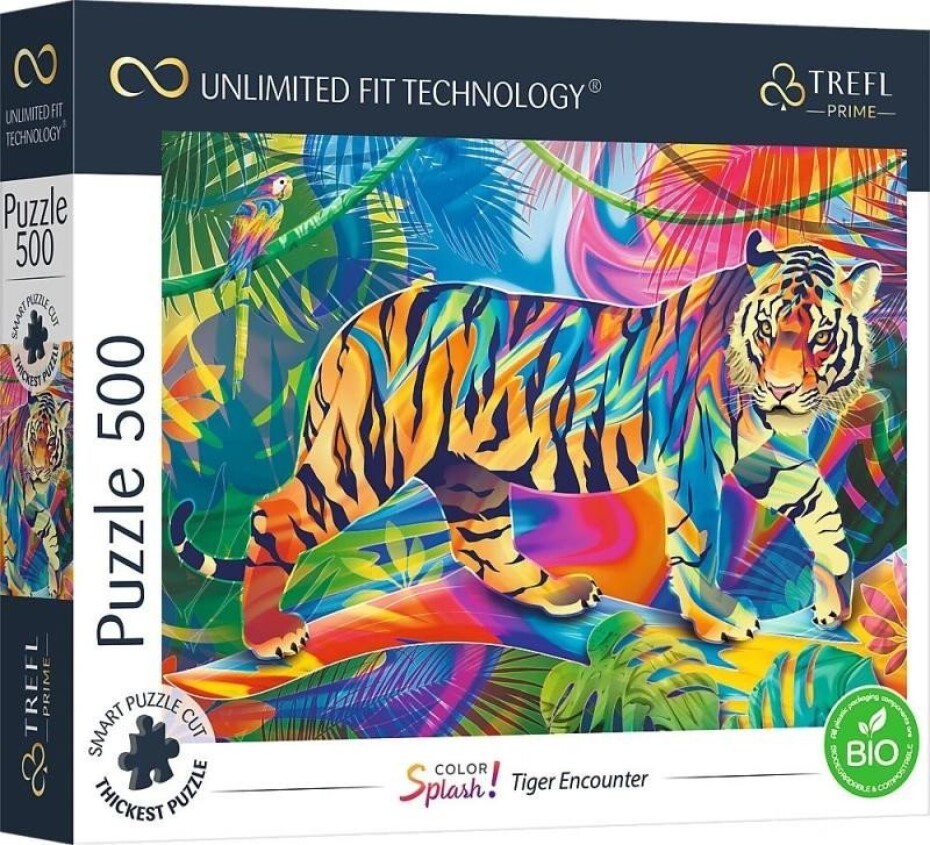 Trefl Puzzle UFT Color Splash: Setkání s tygrem 500 dílků - main (0)