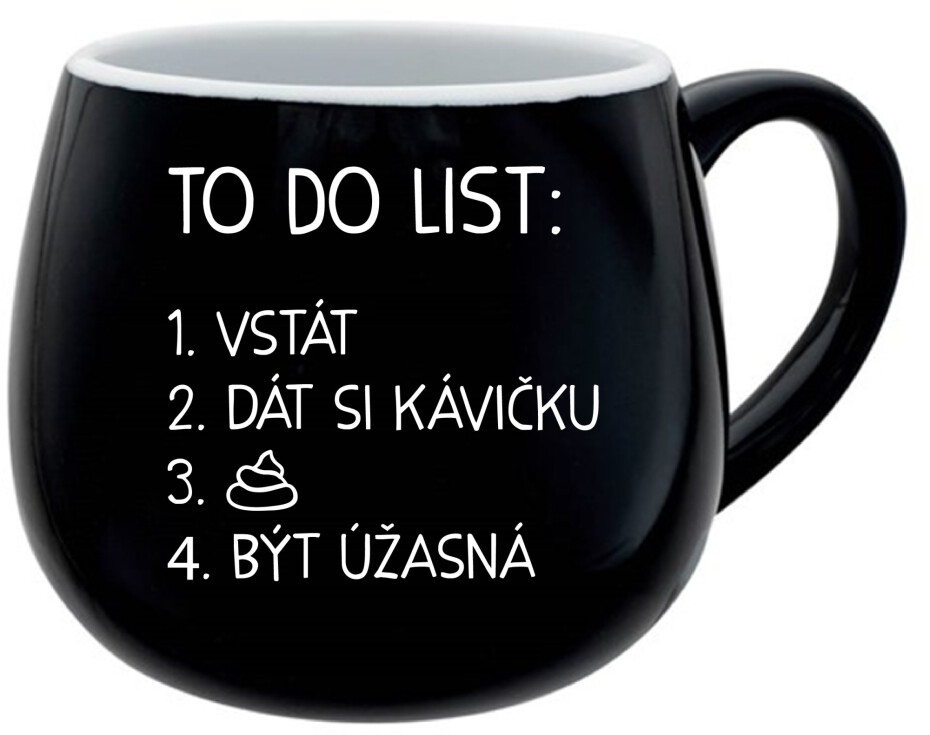 TO DO LIST:  BÝT ÚŽASNÁ - černý keramický hrníček 300 ml - main (0)