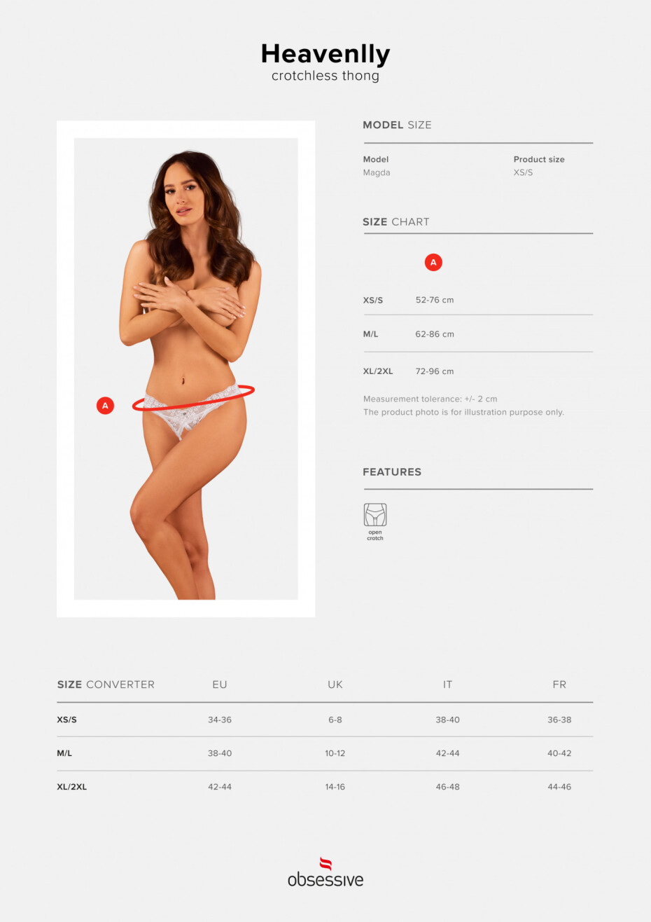 Hravá tanga otevřená Heavenlly crotchless tong - Obsessive bílá M/L - main (3)