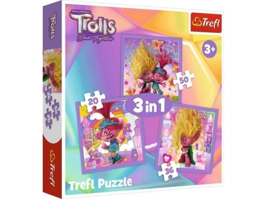 Puzzle Trollové 3: Seznamte se s Trollíky 3v1 (20,36,50 dílků) - main (0)