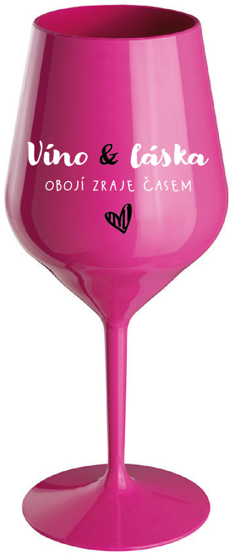 VÍNO A LÁSKA: OBOJÍ ZRAJE ČASEM - růžová nerozbitná sklenice na víno 470 ml - main (0)