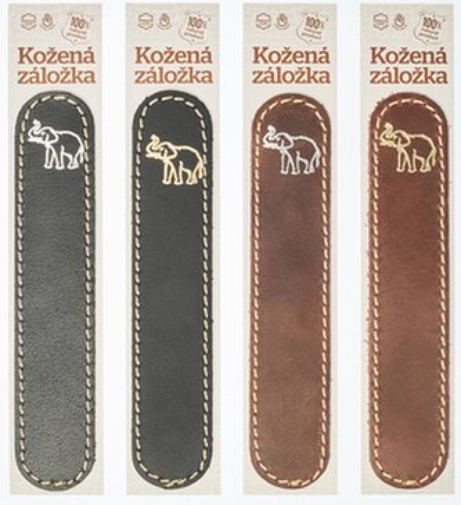 Kožená záložka do knihy Slon - hnědá - main (0)