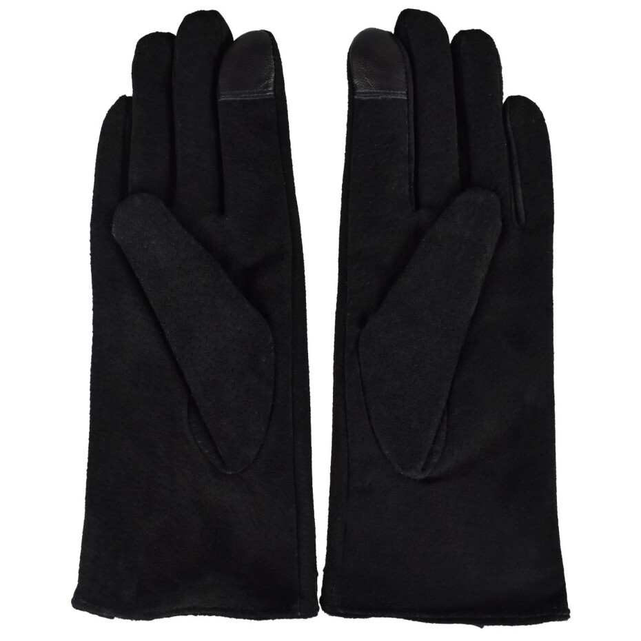 Semiline Dámské semišové antibakteriální rukavice P8215 Black M - main (2)